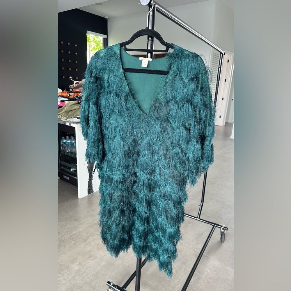 Teal Fringe Dress